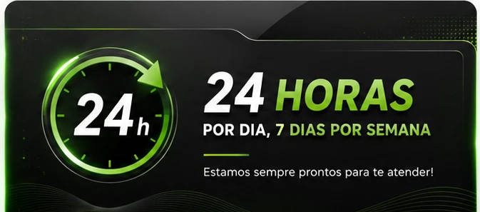 24 horas por dia, 7 dias por semana. Estamos sempre prontos para te atender!